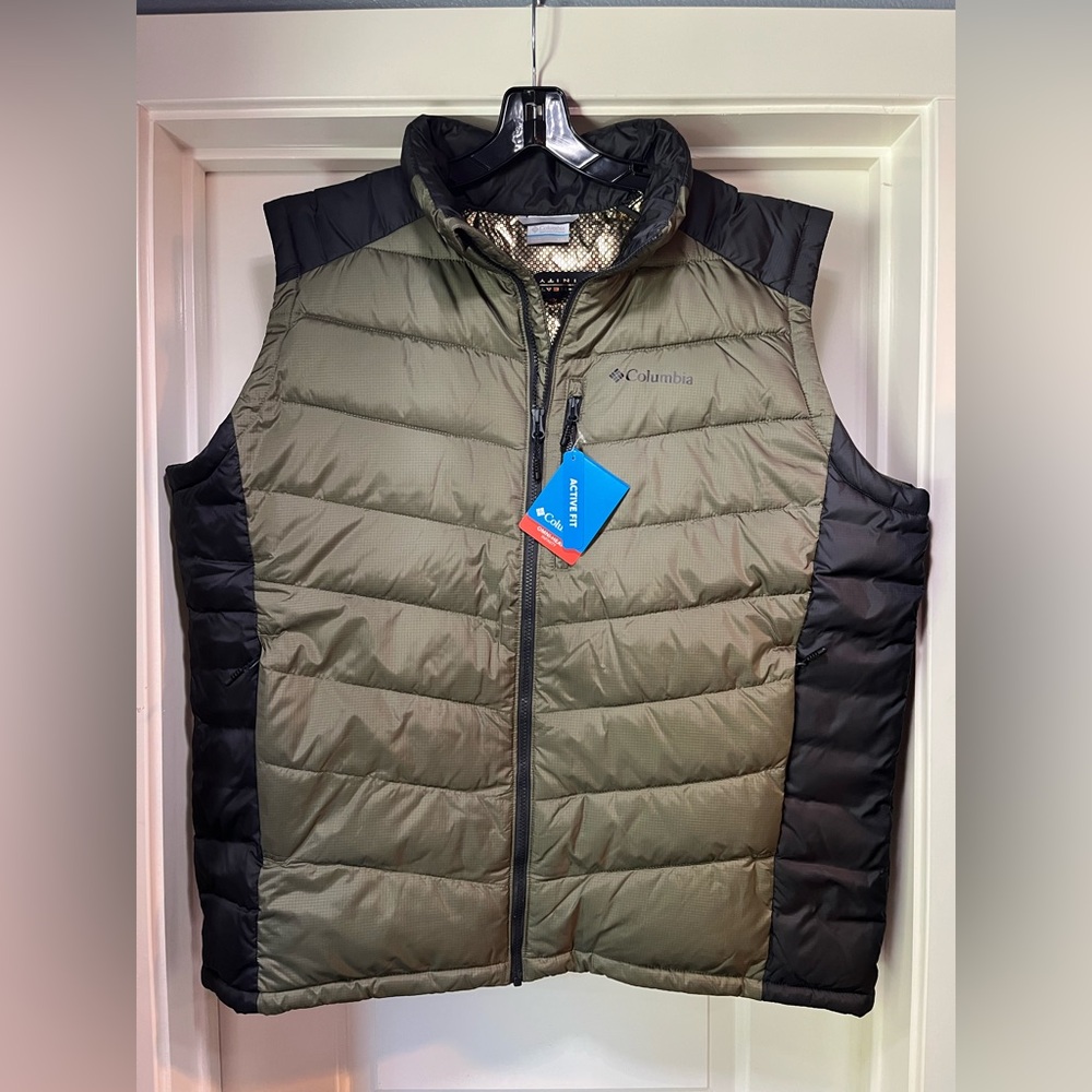 Mens XXL Columbia Labyrinth Loop II Vest Green Puffer Omni-Heat Infinity Gold
